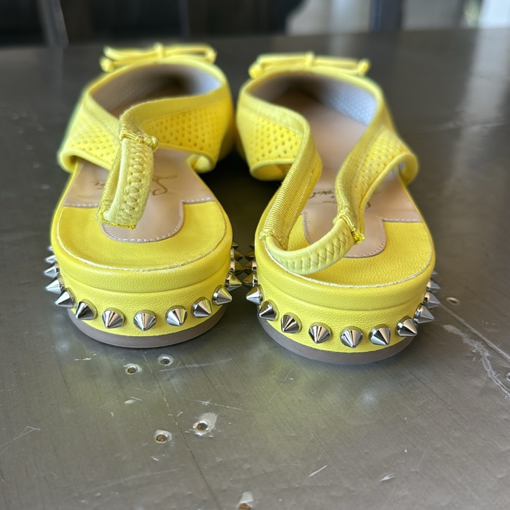Christian Louboutin hall sling yellow ballet flat perforated citronnade sz 38 - Picture 5 of 9